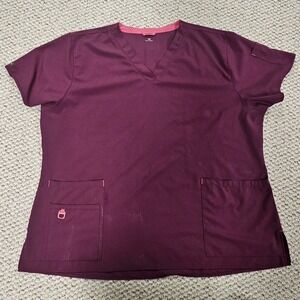 Carhartt Women's Scrub Top Plus Size 3X Maroon Medical Uniform Nursing